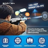 Vista 3 de Lanzador Automático de Bolas de Gel de Alta Velocidad de 180+FPS con Elegantes Luces de Funcionamiento y Rondas, Pistola Lanzadora de Juguete