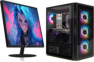 STGsivir Gaming PC Bundle, Gaming Computer Desktop, Intel10th Gen 3.5GHz, AMD RX 590 8GB, 16GB DDR4 RAM, 512GB SSD, 600M WiFi, BT 5.0, Windows 11, 22' Monitor