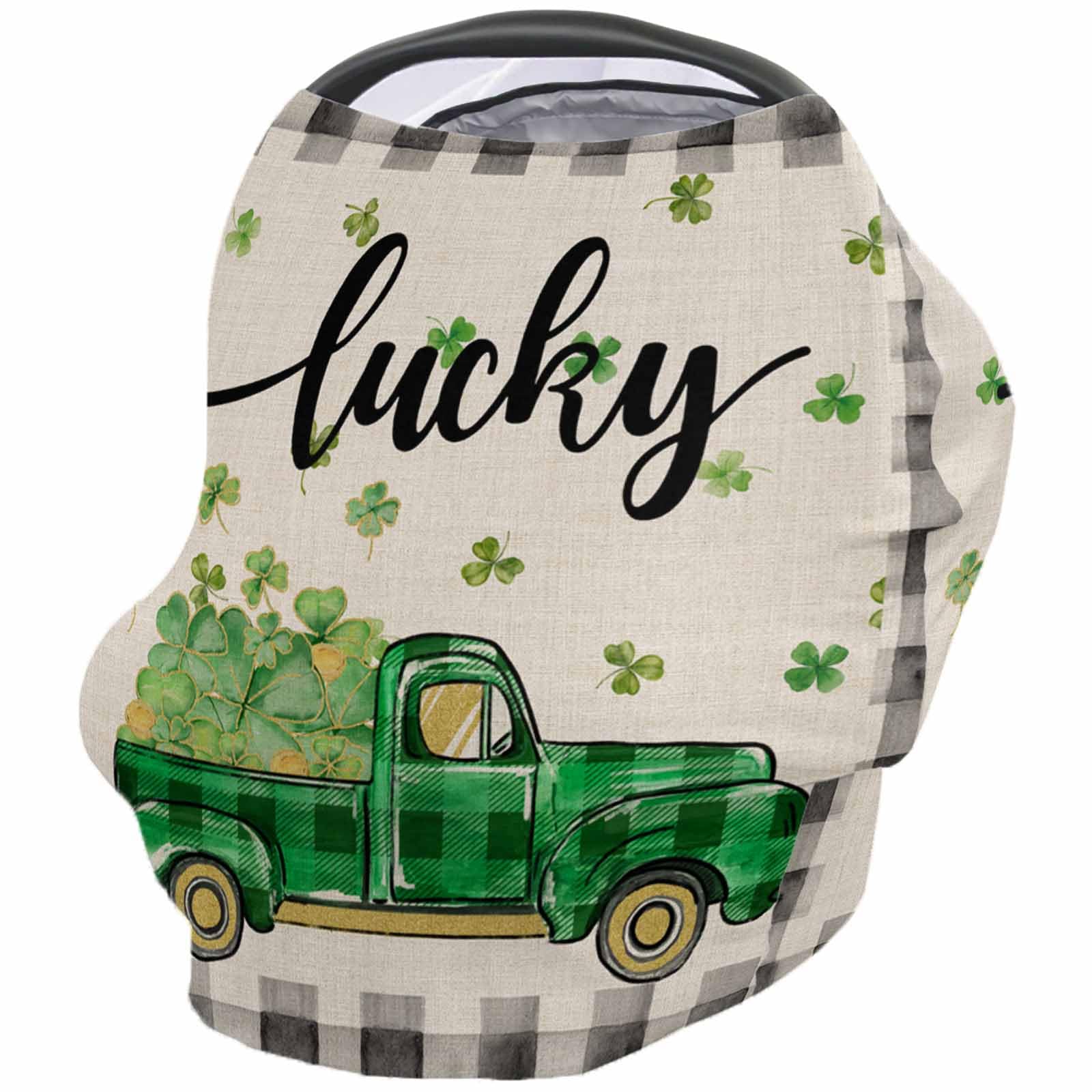Nursing Cover for Breastfeeding Scarf, Vintage Truck St. Patrick's Day Lucky Baby Car Covers Super Soft Multi Use for Canopy Shopping Cart Cover Blanket Stroller Cover