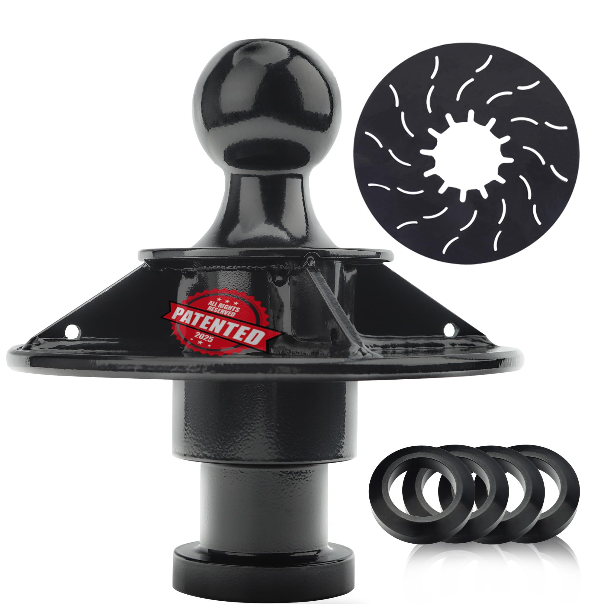 Kingpin to Gooseneck Ball Adapter 1.5" Raised Reinforced Rib for 2-5/16'' Fifth Wheel Gooseneck Ball Hitch Adapter, Fit for Tractor, Load Capacity