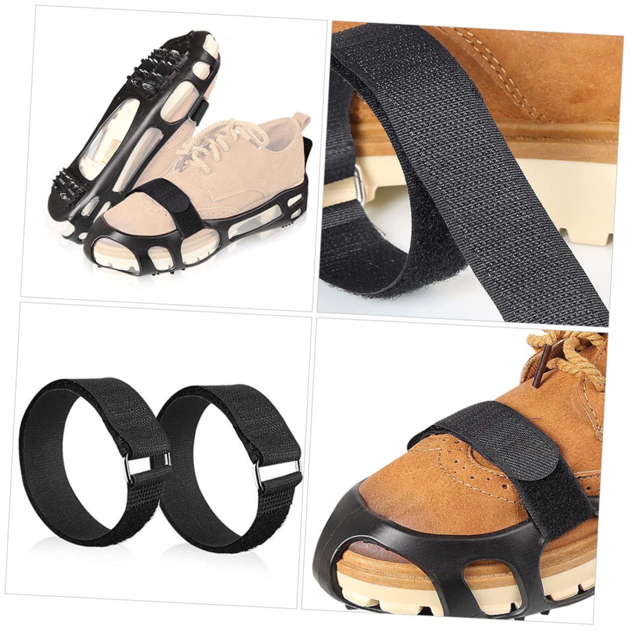 GALPADA 8pairs - Ice Gripper Shoe Traction Straps for Hiking Walking Jogging Binding for Men Women Boys and Girls for Safety