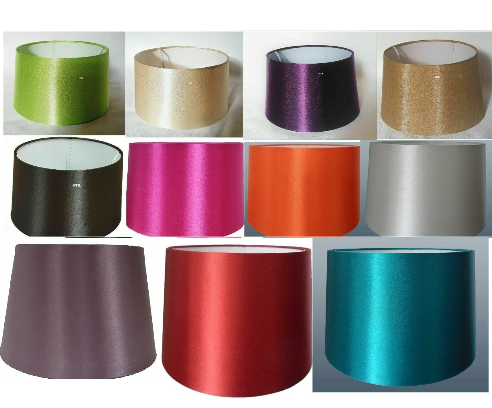 STL Fabric Silk Drum Ceiling Light Shade Table / Floor Lampshade (8 inches ( 20 cm), Red Silk Drum)