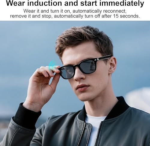Miniatura 4 de Gafas inteligentes para hombres y mujeres, encendido/apagado automático y tacto inteligente, altavoces de sonido de oído abierto y micrófono, gafas