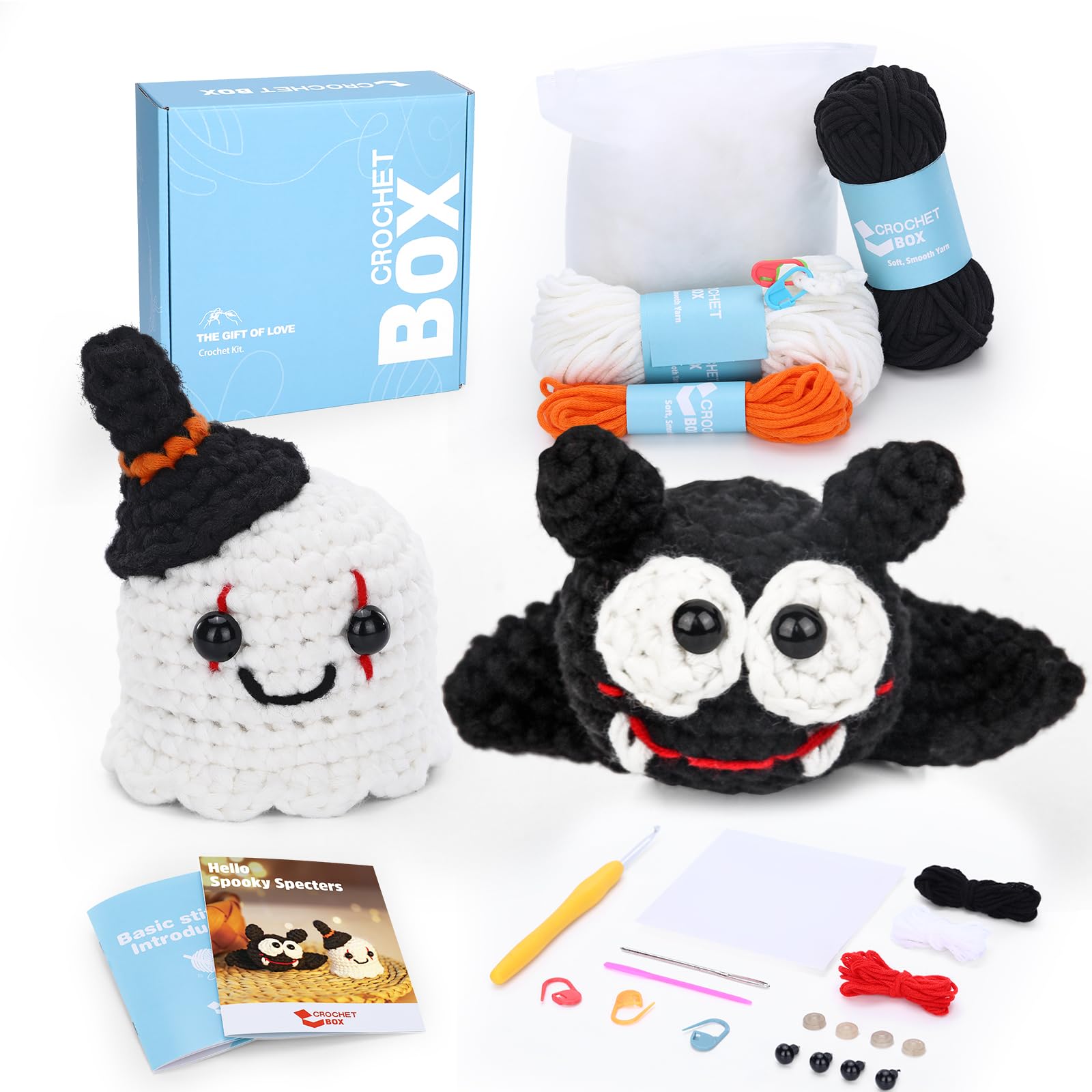 CROCHET BOX Crochet Kits for Beginners Adults, Ghost Bat Set