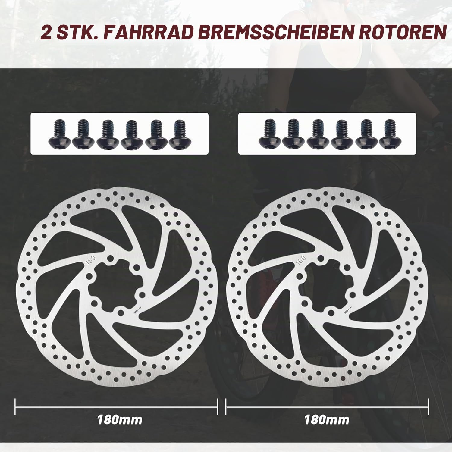 ZUKKA MTB Hydraulisches Scheibenbremsen Set und 2 6-Loch Scheibe 160 mm Disc Bremsscheiben für MTB, Elektrofahrrad Links Vorne 800mm Hinten Rechts 1550mm