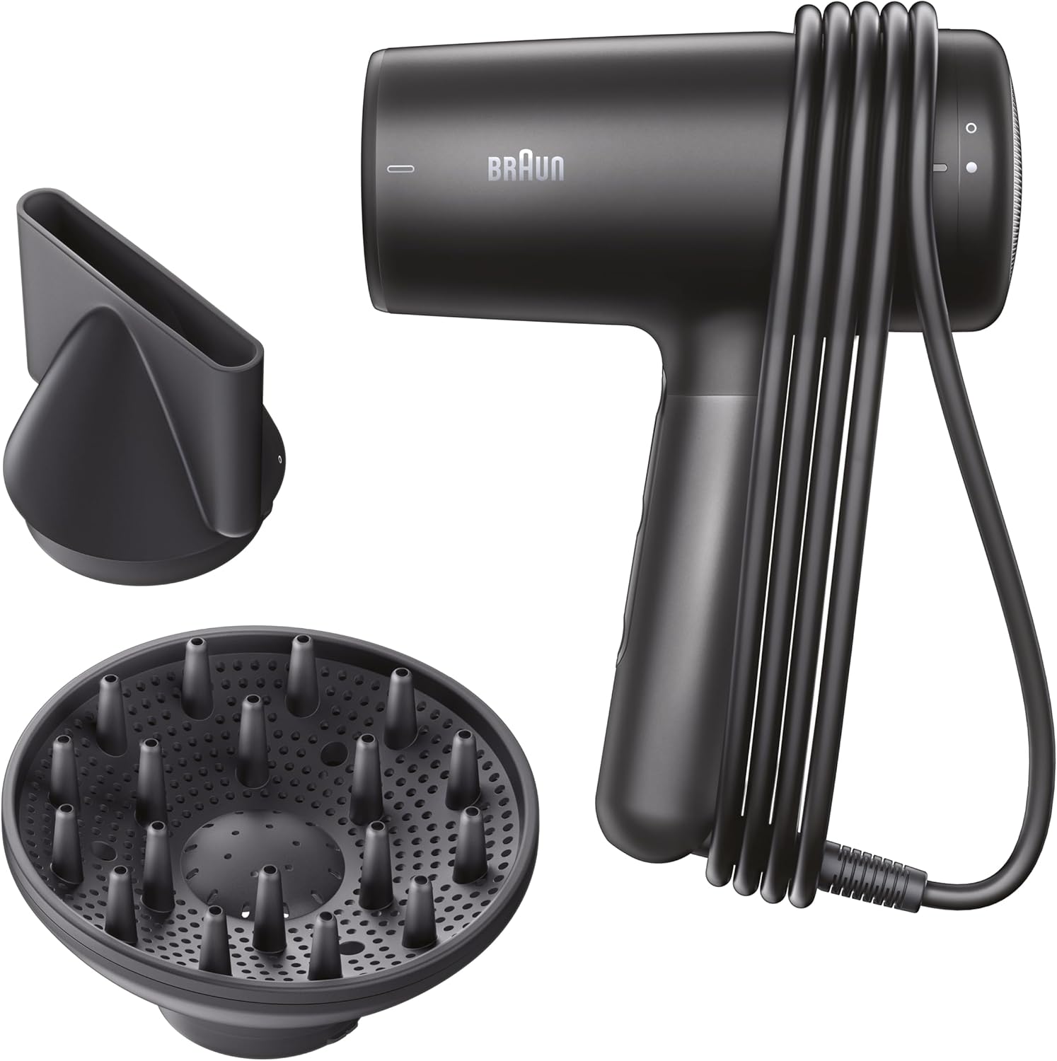 Braun Föhn HD4.2, Hoogwaardige Lichtgewicht Föhn met Diffuser voor Krullend Haar en Föhnopzetstuk, Super IONTEC Technologie, 2100W HTDC Motor met 3 Verwarmingsstanden en 3 Snelheidsstanden, BRHD425E