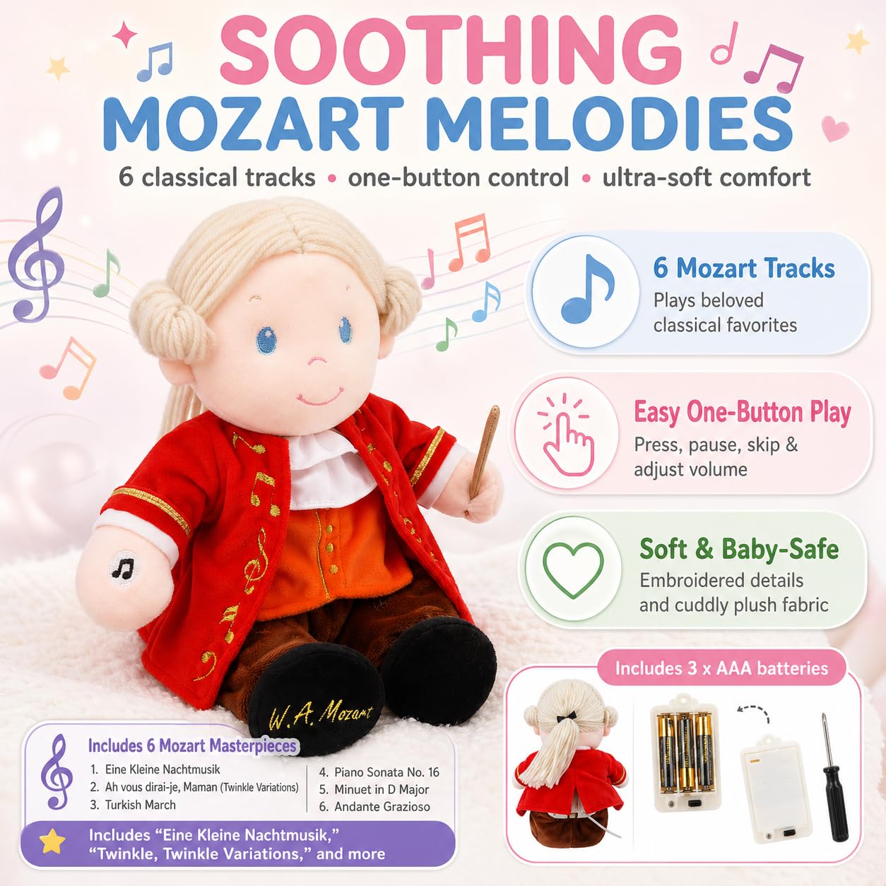 JuniorMark Plush Doll ぬいぐるみ Amazon.com: June Garden Sweet Dolly Amadeus Mozart - Master of