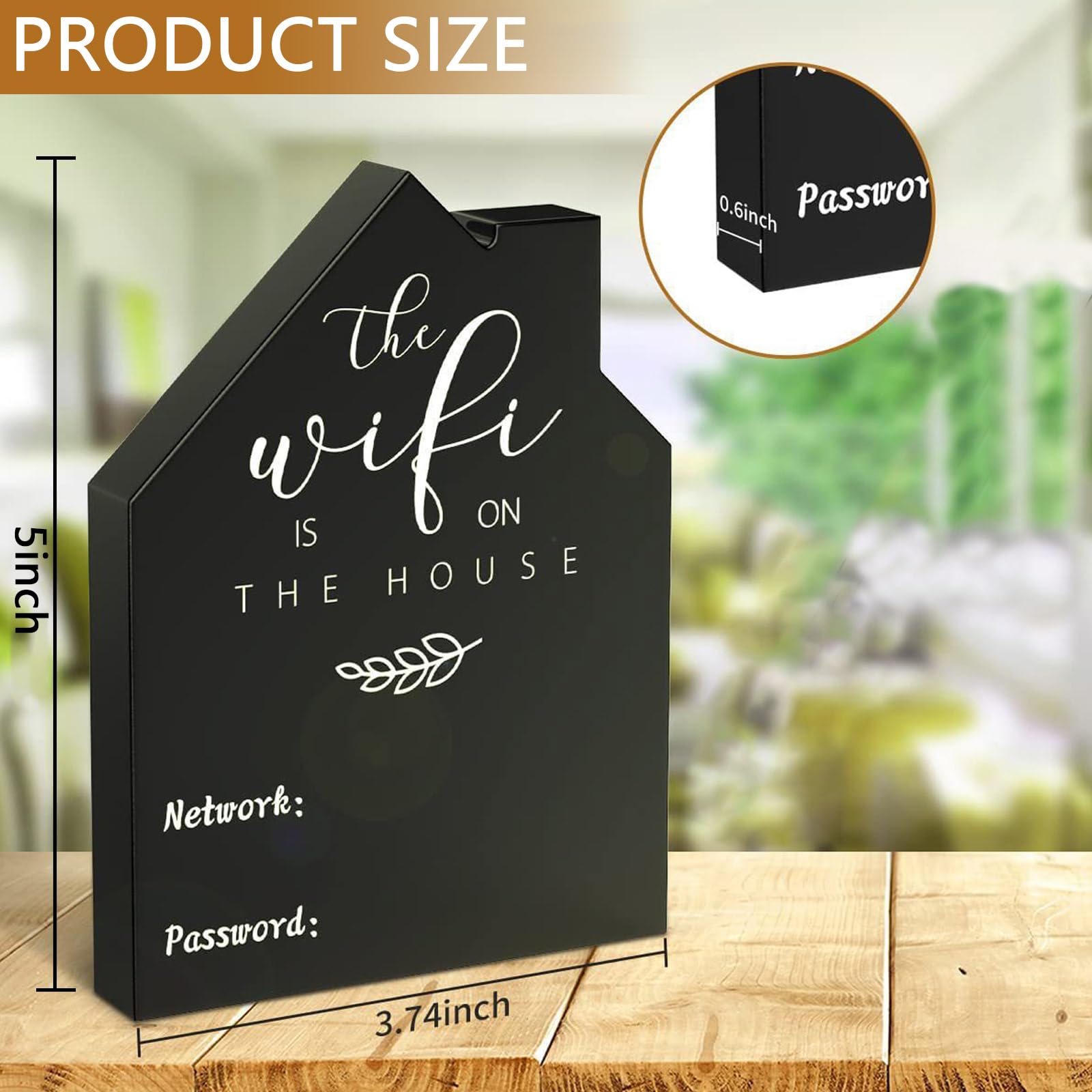 One Piece Durable WiFi Password Sign Strong Wooden Table WiFi Sign Chalkboard House Wooden Table WiFi Sign for Home,Coffee Table,Counter - Image 2