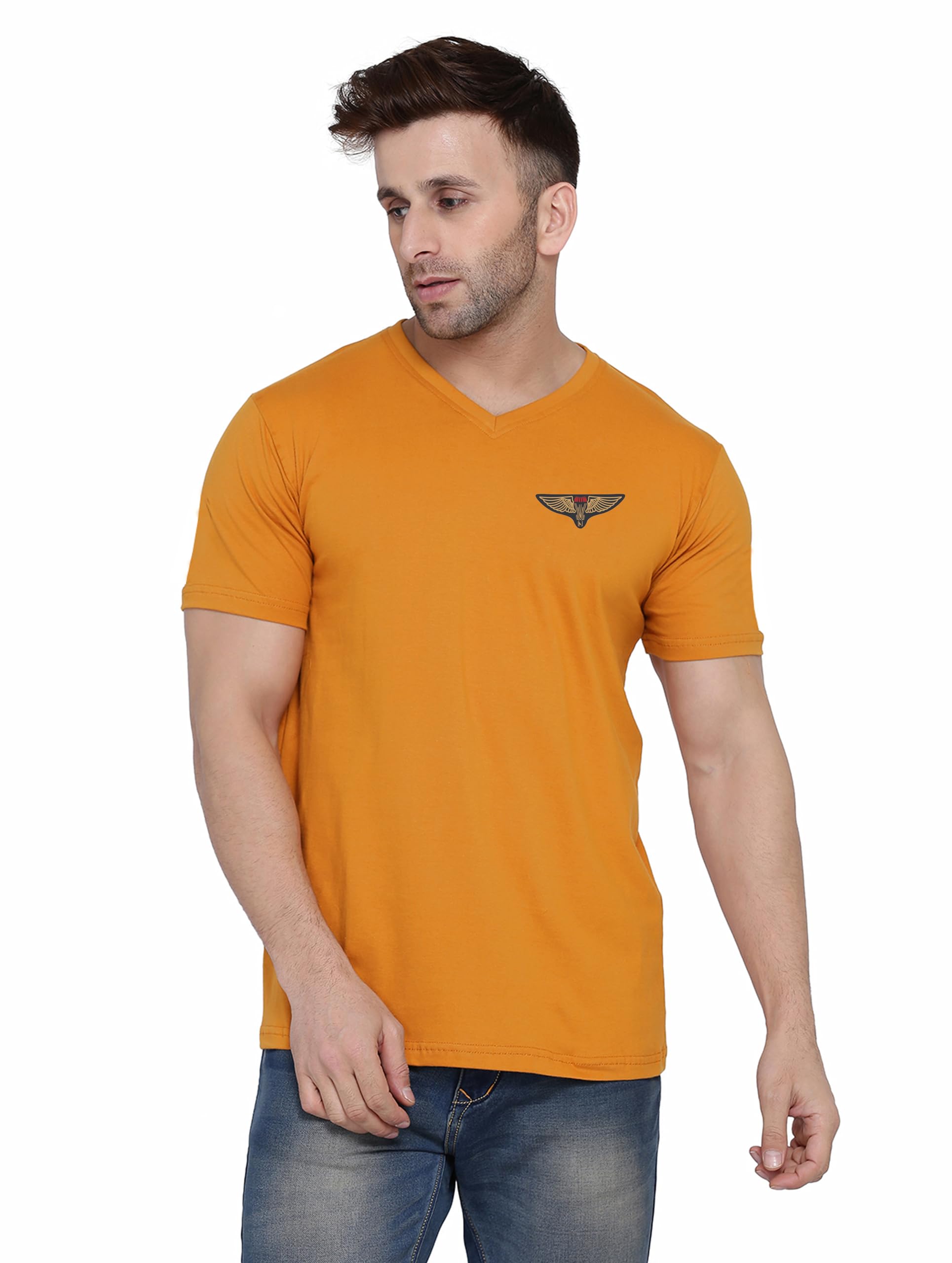 tfurnish Men’s V-Neck Printed T-Shirt | Casual Slim Fit Short Sleeve Tee for Everyday Wear-picture-38