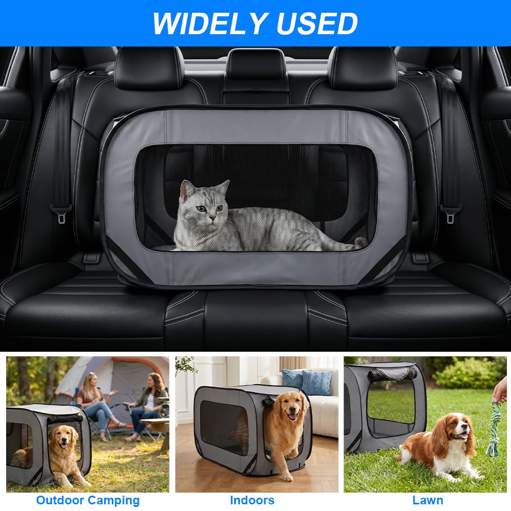 Aomig Cage Pliable pour Chien et Cha, Cage de Transport en Tissu Oxford, Parc Pliable, Cage de Voiture Portative pour Chien Chat, Parc pour Animal pour Intérieur, Extérieur, Voyage en Plein Air