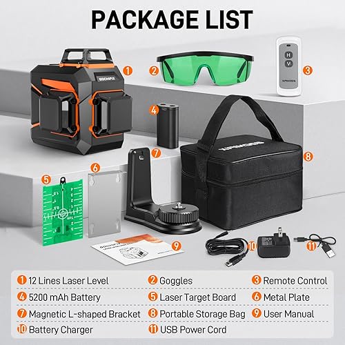 Miniatura 2 de Nivel láser 360 autonivelante de línea verde herramienta de nivel láser de pared receptor de soporte de succión de 100 pies láser de línea para