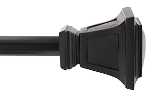 Kenney Seville Decorative Curtain Rod, Adjustable 48-86" Length, 5/8" Diameter, Matte Black...
