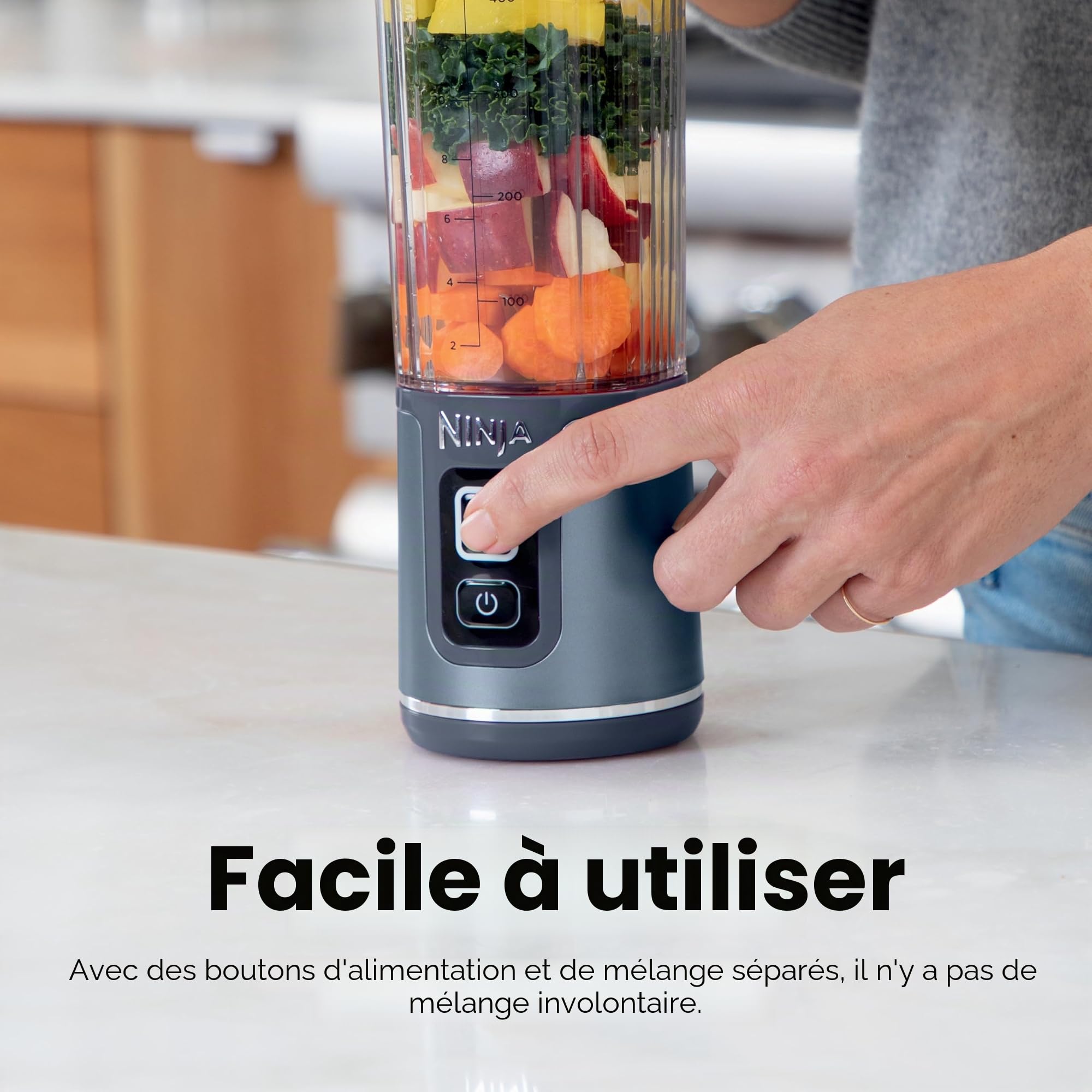 Ninja Blast BC151MB – Mélangeur portable sans fil, récipient de 532 ml, mélangeur personnel pour shakes et smoothies, sans BPA, couvercle étanche et bec verseur à gorgée, rechargeable par USB-C, passe
