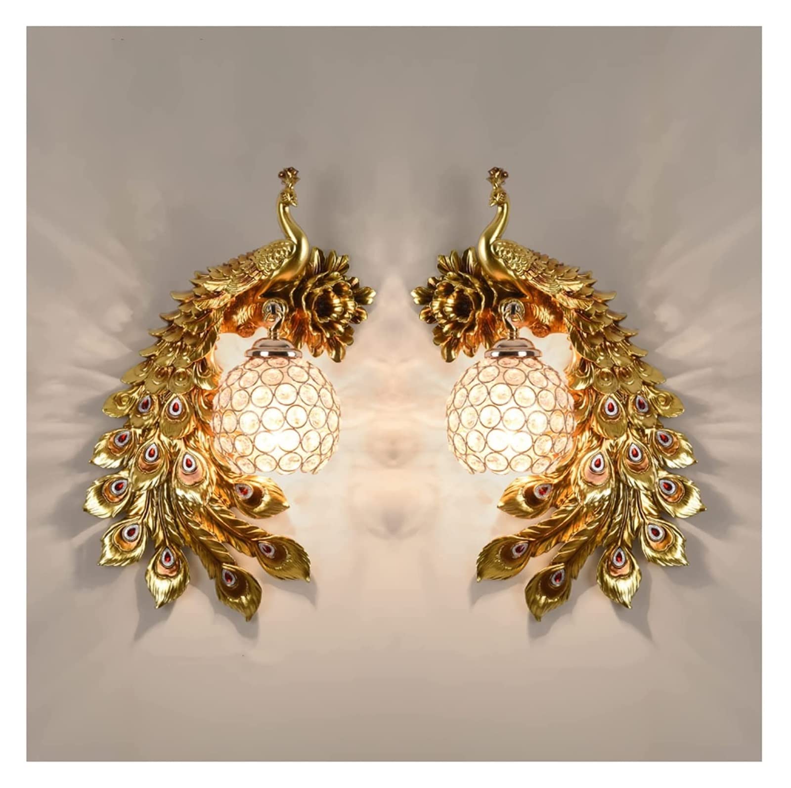 ZTCHSENZT Wall Lamp Light Peacock Creative Living Room TV Background Wall Decoration Modern Bedroom Bedside Staircase Lighting Wall Light,N