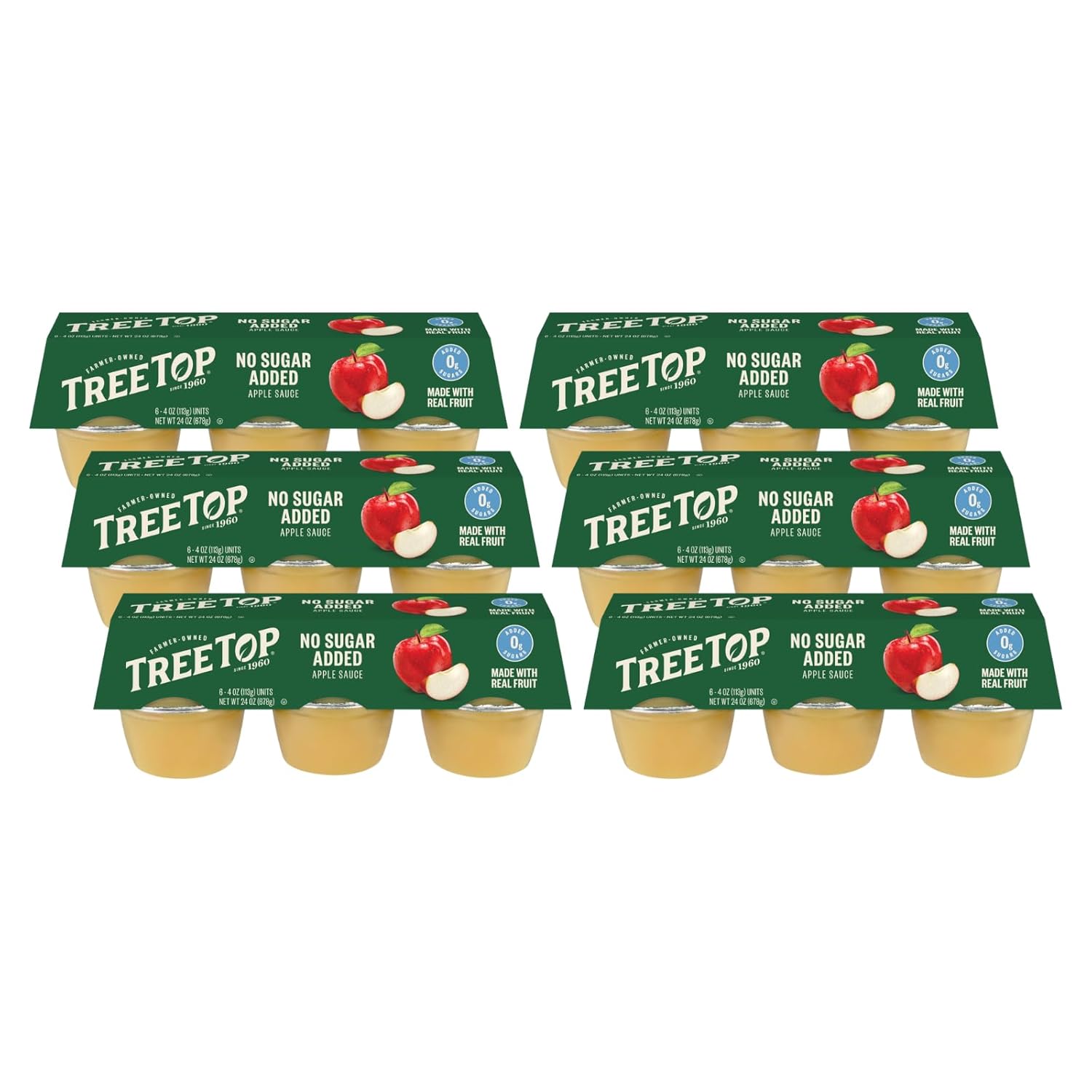 Tree Top Apple Sauce Organic No Sugar Added, 6 Count (Pack Of 6)