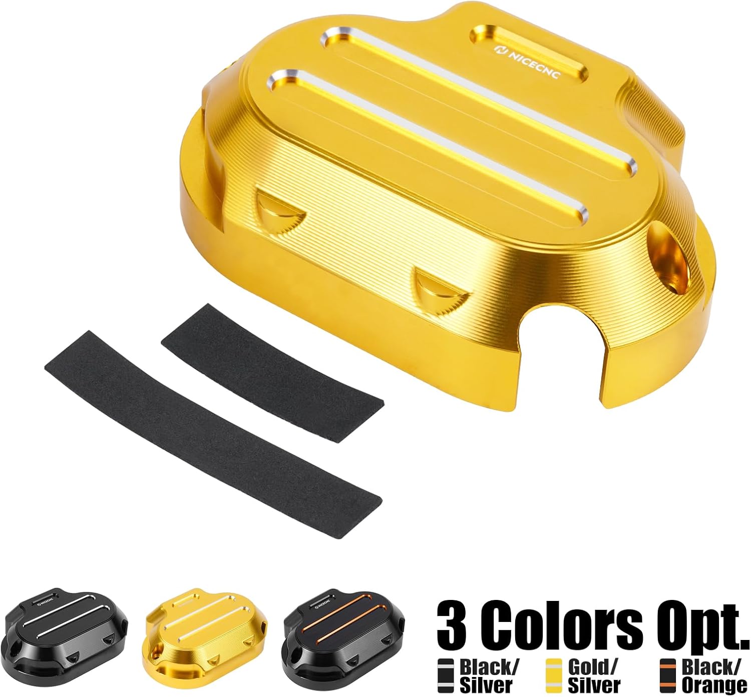 NICECNC Gold Transmission Side Cover Aluminum Compatible with Harley Electra Glide Standard FLHT 2017-2020, CVO Road Glide FLTRXSE 2017-2020, Replacement for 25800057, See Fitments