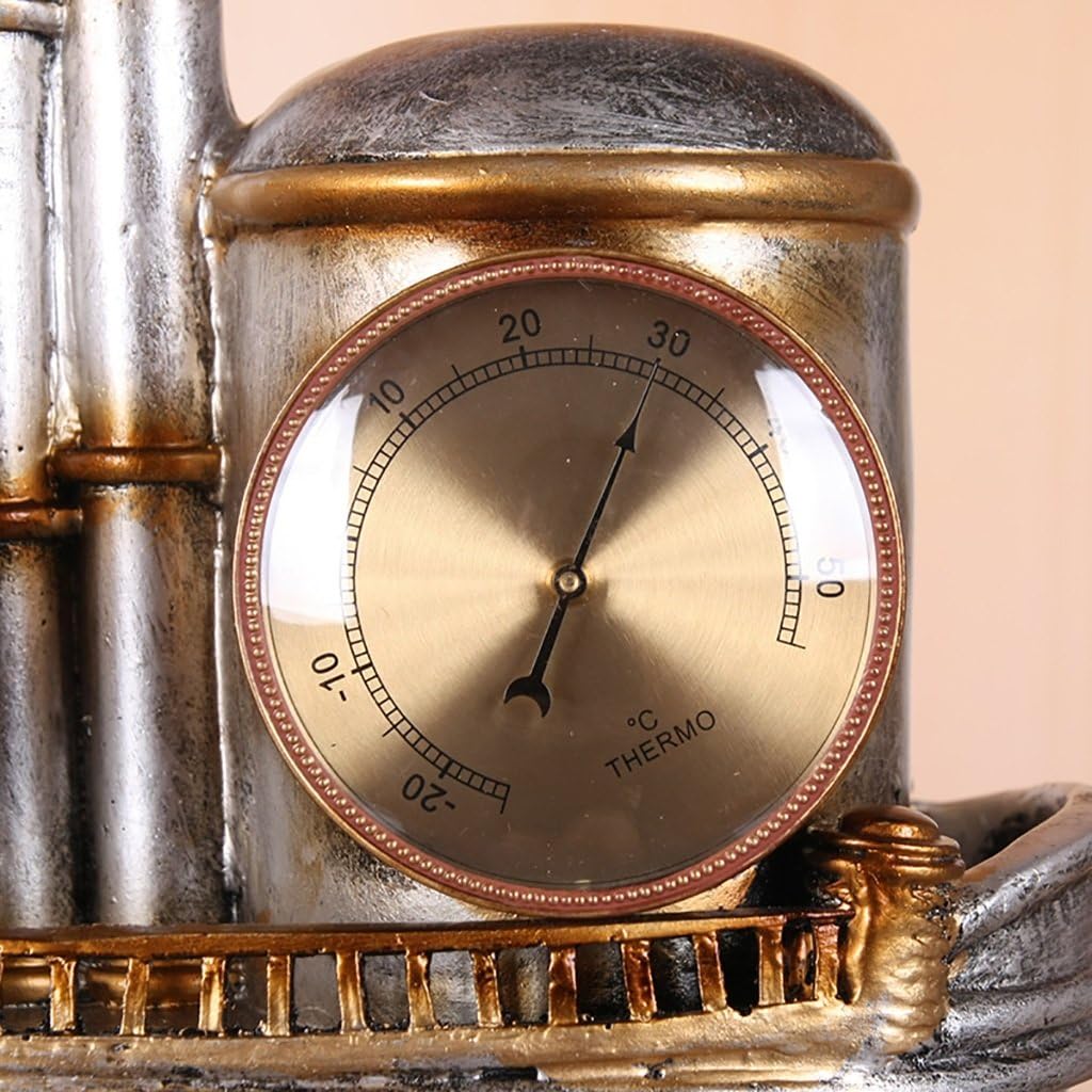 Retro Creative Mantel/Mantle Clock with Thermometer Rhythm Resin Ship Desk Clocks Decoration
