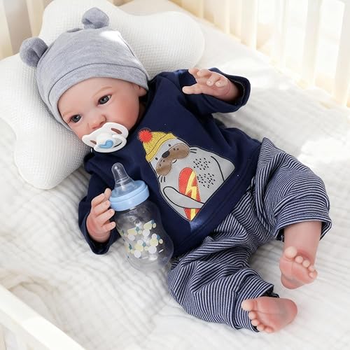 Miniatura 4 de WOOROY Muñecas realistas de bebé recién nacido de 19 pulgadas, hechas a mano, muñecas de bebé recién nacidas con cuerpo de tela suave, juguetes de