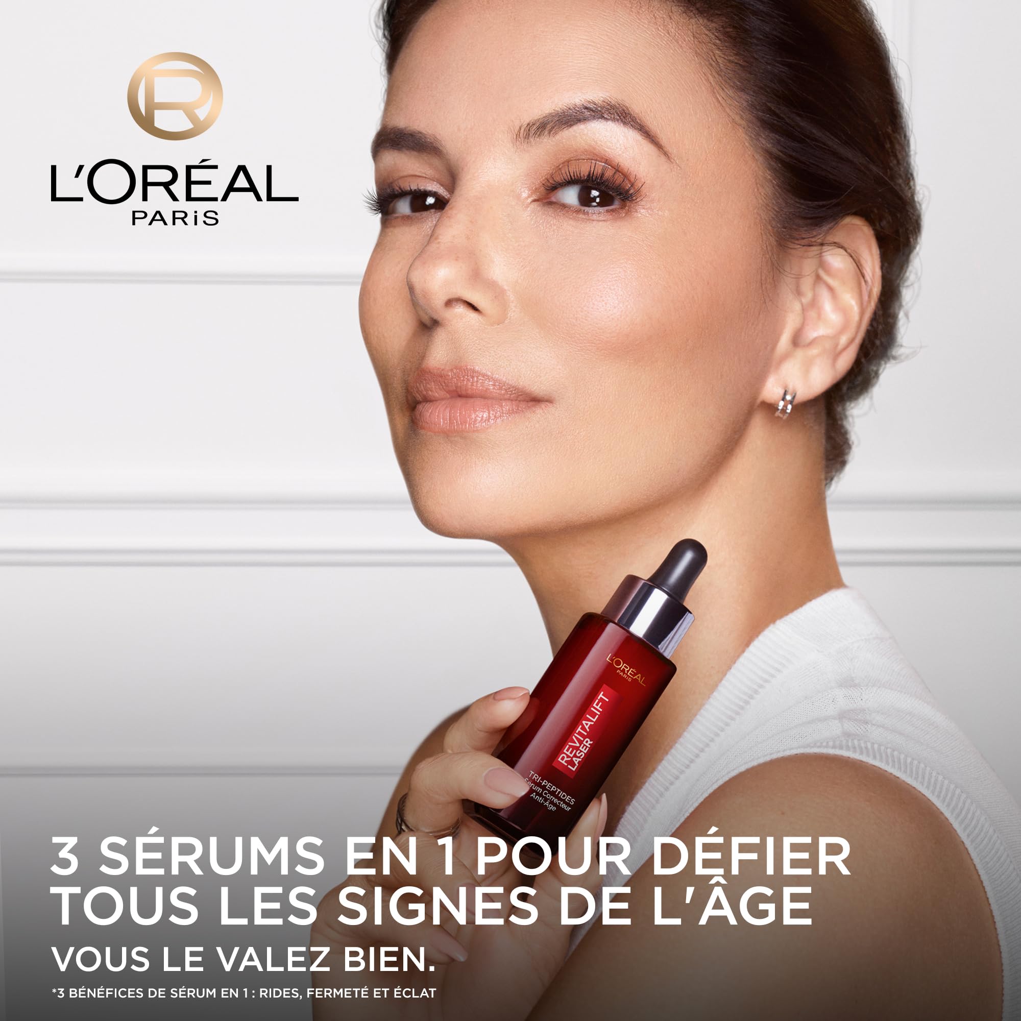 L'Oréal Paris - Routine trattamento anti-invecchiamento rassodante tripla azione, crema da giorno 50 ml, siero correttore 30 ml, acido ialuronico, peptidi/pro-retinolo, vitamina C, Revitalift Laser X3
