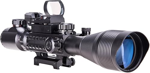 Miniatura 19 de PINTY Rifle Optical Scope & Red Dot Combo with Red/Green Laser, Illuminated Reticle for 20mm Picatinny Rail 4-12X50