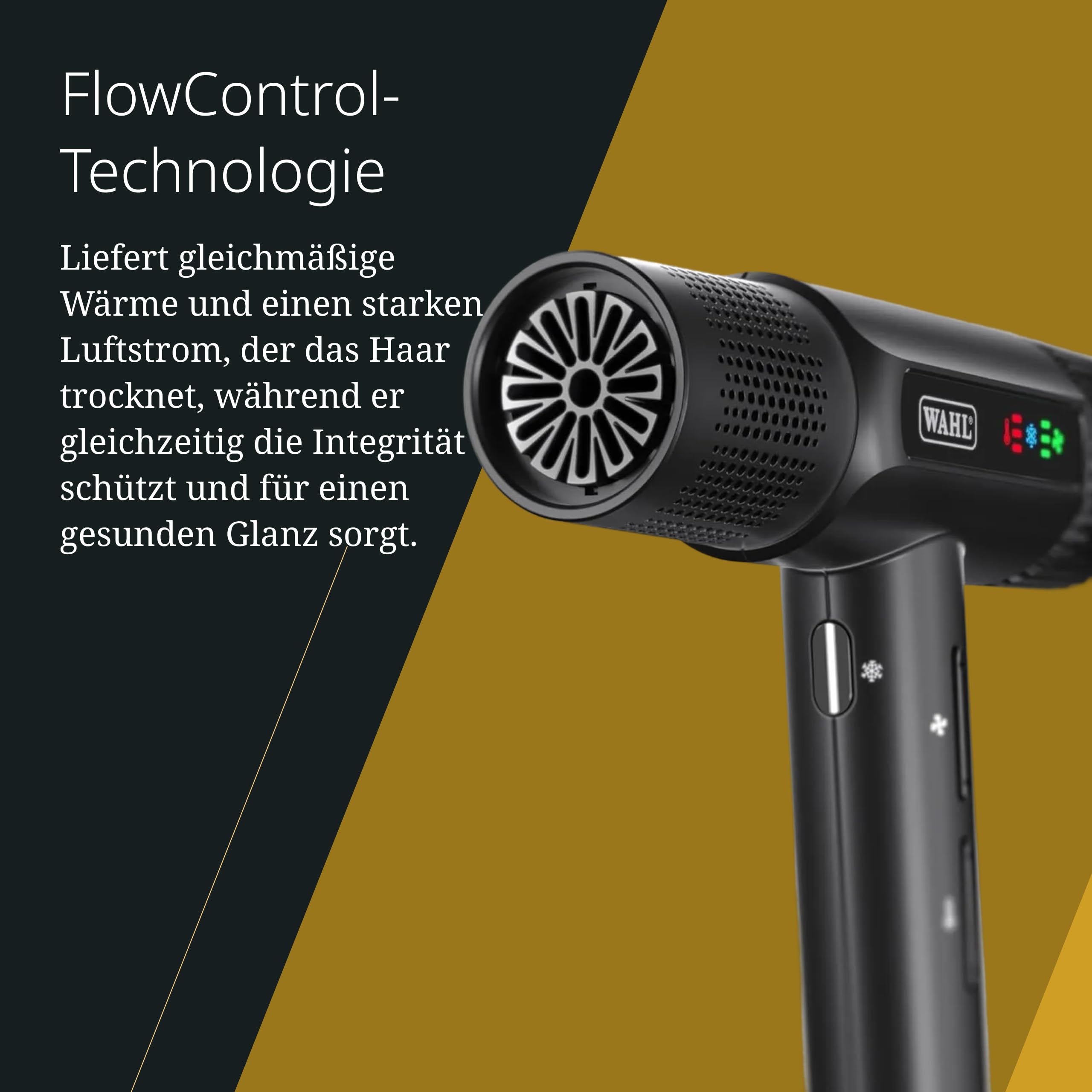 Wahl Vanquish, Professioneller Haartrockner mit magnetischen Aufsätzen | Profi-Haartrockner mit FlowControl-Technologie, 1600 W, 101.000 U/min, nur 320 g, ionisch, magnetische Düsen und Diffusor