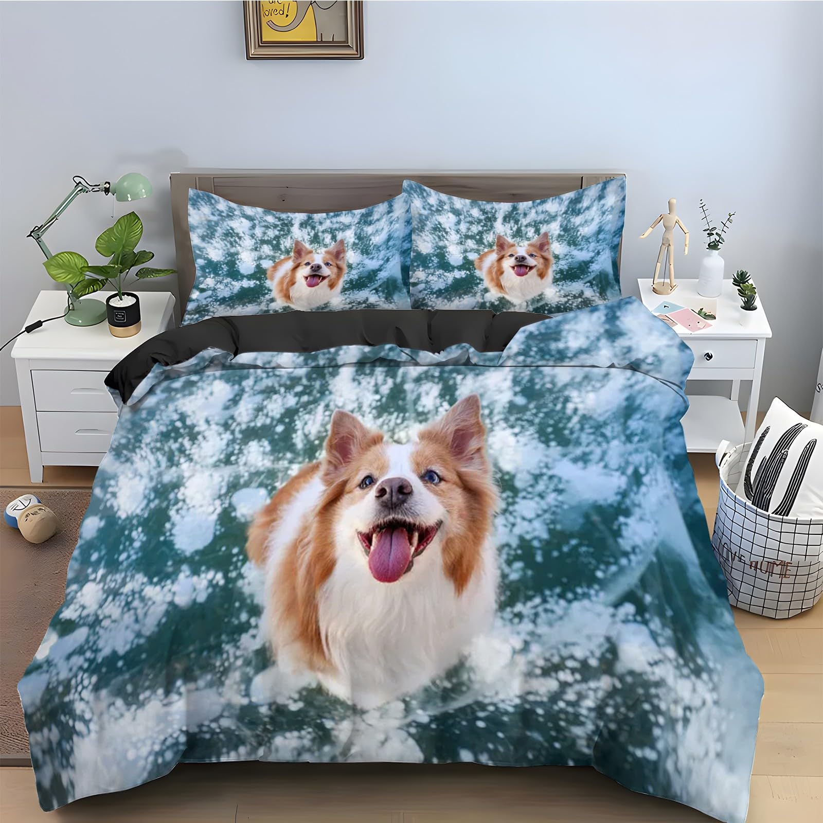 Housse de Couette 200x200 Border Collie Finis les Draps Rêches avec la Microfibre