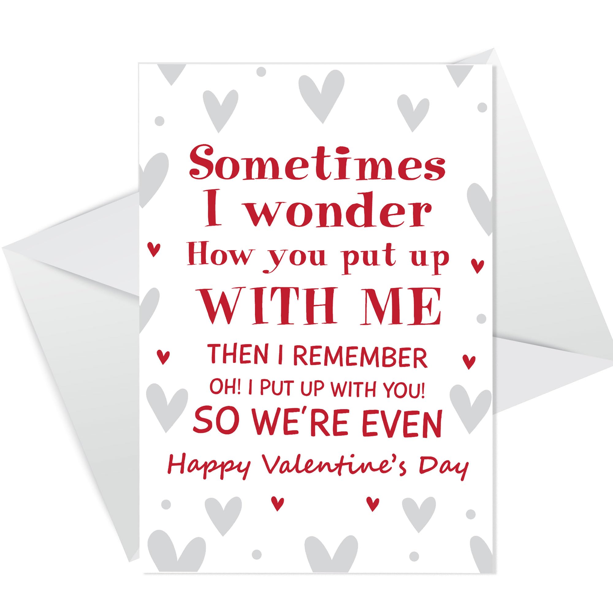 RED OCEAN Funny Valentines Card for Him - Happy Valentines Day Card for Her - ‘Sometimes I Wonder How You Put Up With Me’ - Novelty Card for Valentines Day - Humour Valentine's Day Card