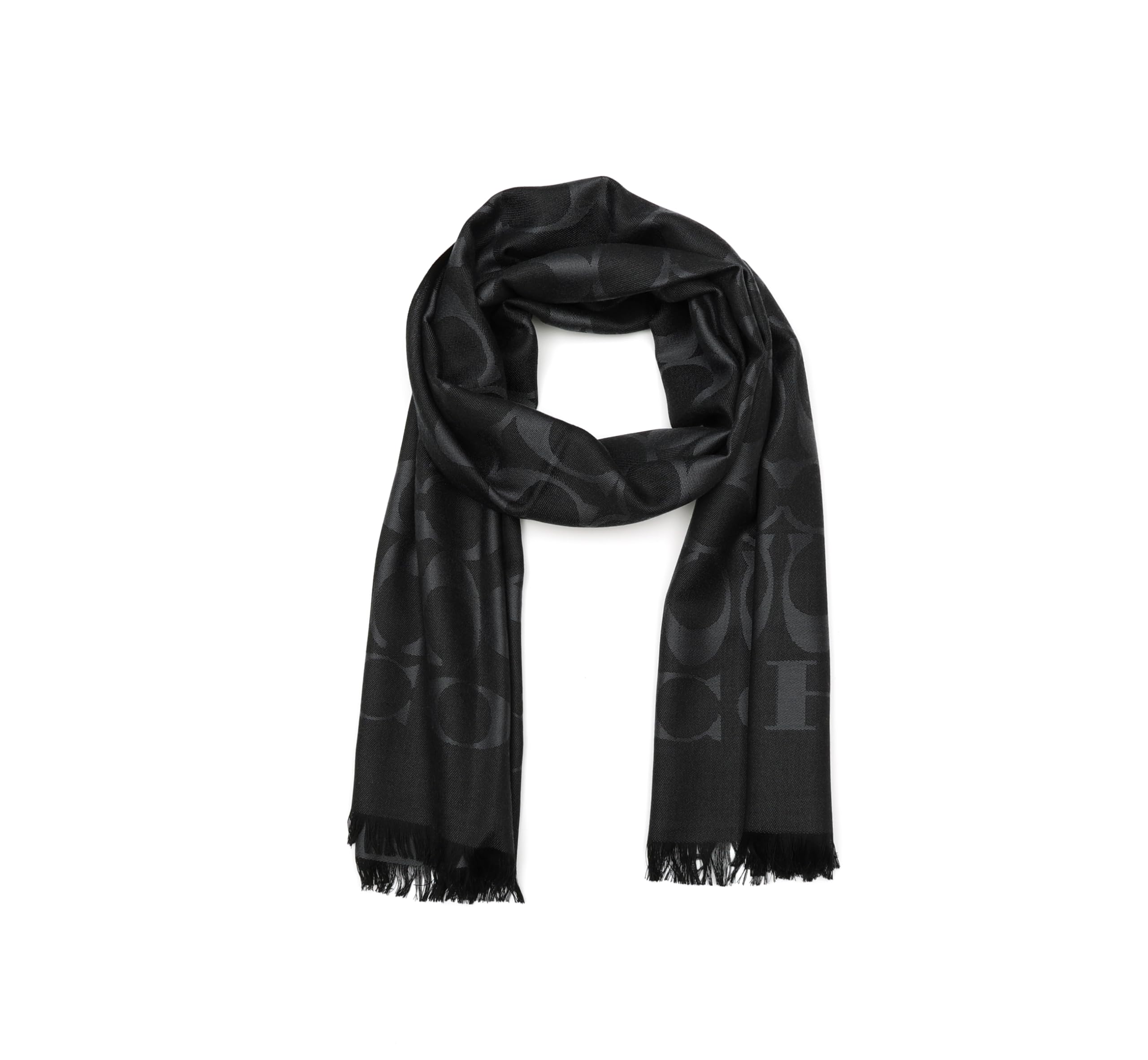 完売品+関税込★COACH★Signature llic Oblong Scarf CO083 Coach womens Signature C Oblong Scarf, Black, One Size