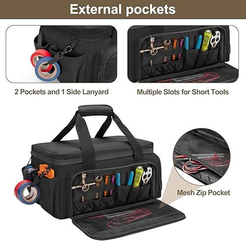 Miniatura 2 de Tool Bag Large Capacity Multi-functional Waterproof Tool Bag Organizer with Handle & Multi-Pockets for Electrician Mechanic