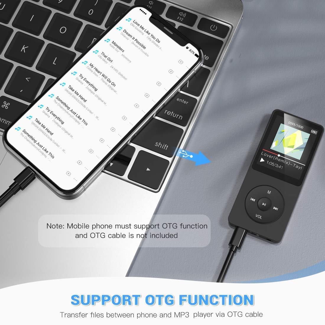 AGPTEK MP3 Player, 16GB verlustfrei MP3 mit 1,8 Zoll Bildschirm, 70 Stunden tragbare Musik Player mit Kopfhörer, FM Radio, Bilder, Aufnahmen, E-Buch, Schwarz