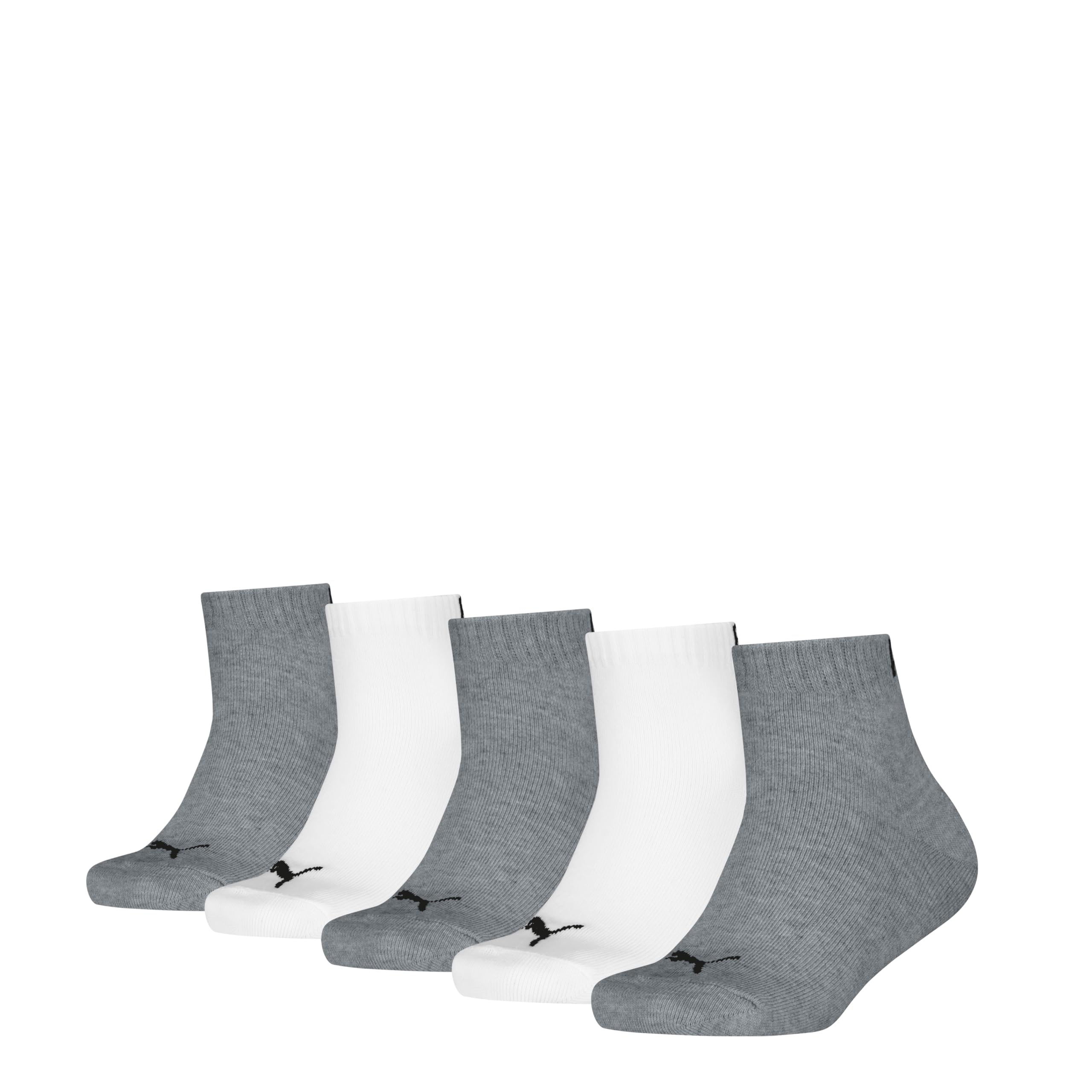 PUMA Unisex Kids Plain Trainers 5P Socks, White Grey/White, 7-8 UK