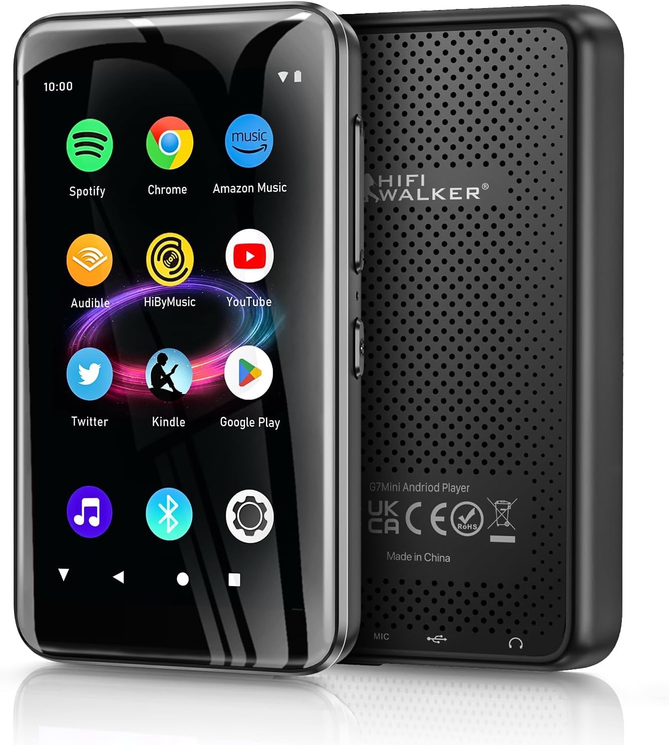 HIFI WALKER G7Mini 80GB MP3 Player with Bluetooth and WiFi, MP4 MP3 Player with Spotify, MP3 Player with Speaker, Portable Android MP3 Player Support Deezer, Audible, Pandora, Amazon Music