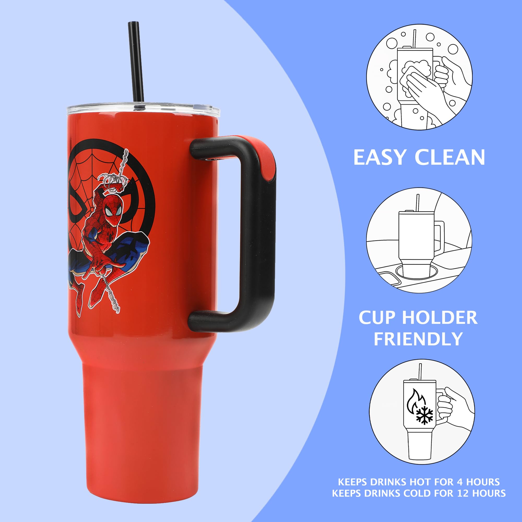 スパイダーマン　タンブラー Amazon | Bioworld スパイダーマン 40オンス レッド ステンレス
