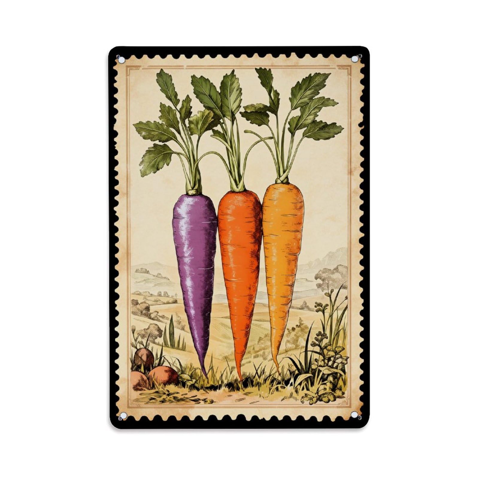 Jdfenggu Vintage Colorful Carrots Field Landscape Retro Metal Tin Sign, Decor Art Poster For Bar, Home, Man Cave, Kitchen, Laundry Room Gift 8X12inch