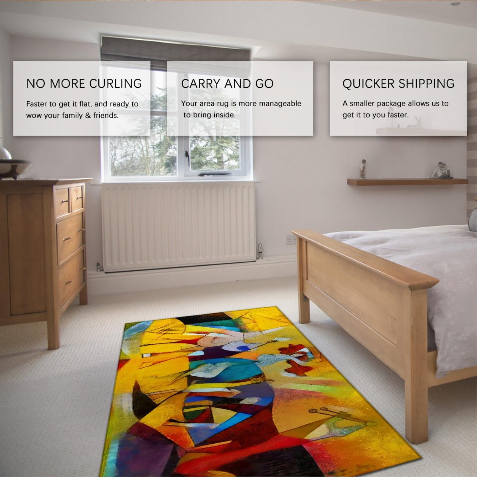 Tapis Salon 95x250cm Abstrait Picasso Style Collection, Tapis Peintures Célèbres Design, Tapis Lavable en Machine Dessous antidérapant à Poils Courts pour Chambre à Coucher, Bureau, Jaune