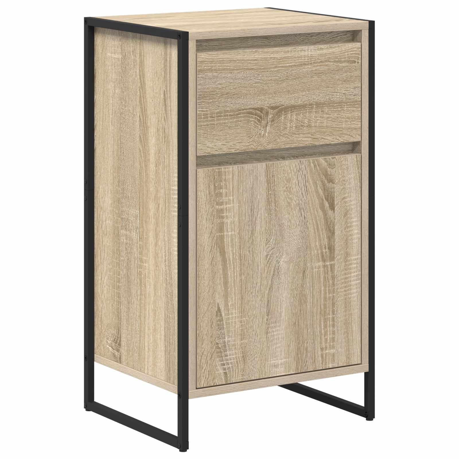 Aparador industrial Sonoma de madera, 43 x 36 x 75,5 cm, con marco de acero, diseño moderno, estantes ajustables para salón, cocina y pasillo