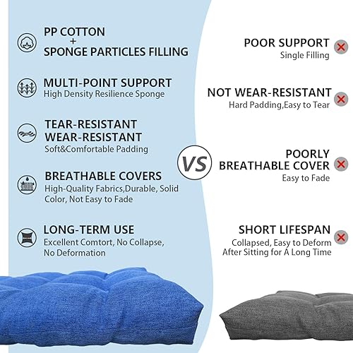 Miniatura 5 de Cojín de banco para exteriores, 28 x 20 x 2.36 pulgadas, cojín de asiento de banco de jardín, cojines antideslizantes con dos correas para comedor,