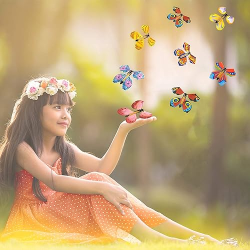 Miniatura 6 de YOKER 12 piezas de hada mágica de mariposa voladora con banda de goma, regalo sorpresa para fiestas, jugar, festivales y cumpleaños