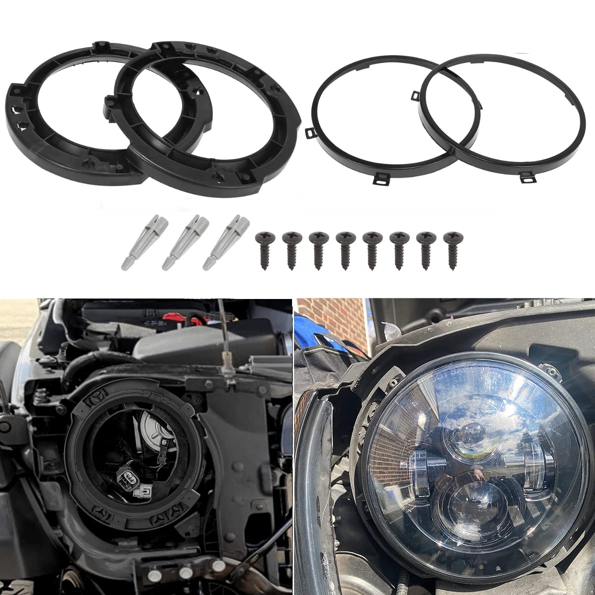 Photo 1 of 7 inch Headlight Mounting Bracket Ring Set for 2007-2018 Jeep Wrangler JK QP020-Bracket Set