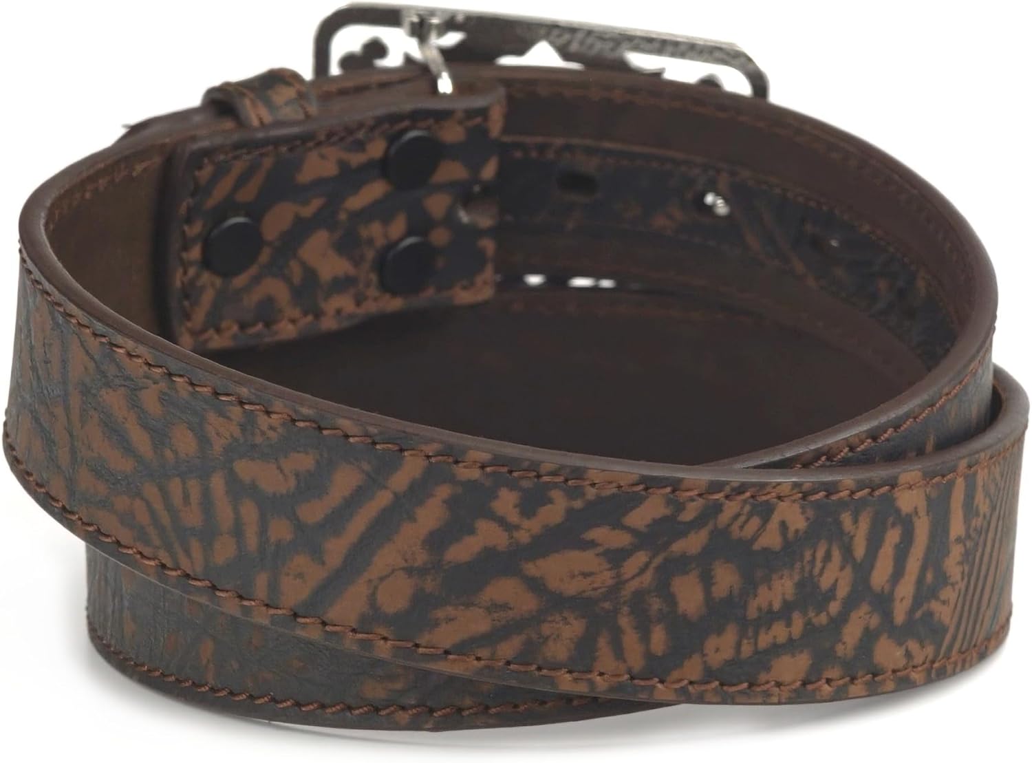 ARIAT Ladies Moonstruck Leather Belt with Hammered Filigree Plate Buckle and Cross, Tan, Sizes S-XL, 1-1/2 Inch Wide