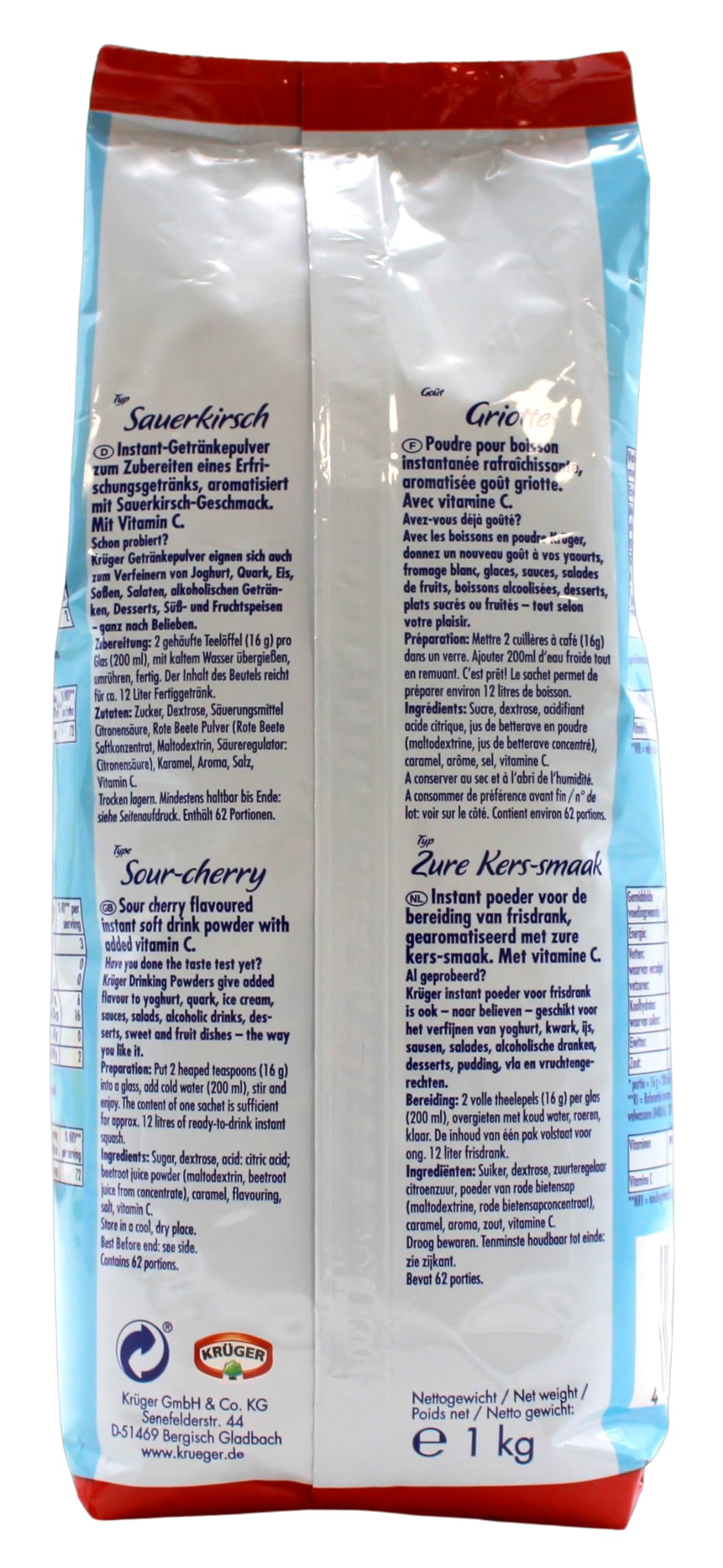 Krüger Family Typ Sauerkirsch Getränkepulver, 10er Pack (10 x 1 kg)