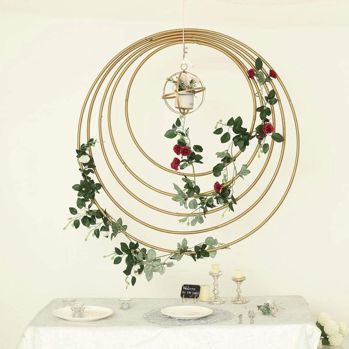 Christmas Wreaths, Christmas Hoops, Gold Metal Hoops, Metal Rings, Wreath Decor, Floral Hoop Round Metal Frame,Door Wreath Hoops,Large Hoops (Gold, 24 Inches)
