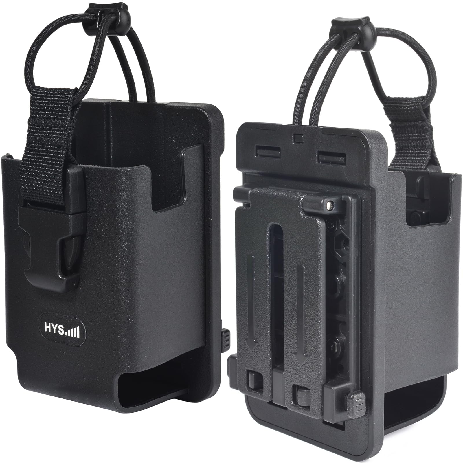 HYS Custodia per walkie talkie in pelle TPU, compatibile con Motorola Hytera Kenwood Baofeng QuanshengBelt Holster,ABS Molle System Clip
