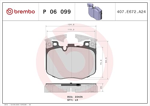 Miniatura 2 de Brembo P06099 Juego de pastillas de freno de disco delantero Bajo-Met BMW OE# 34116888458
