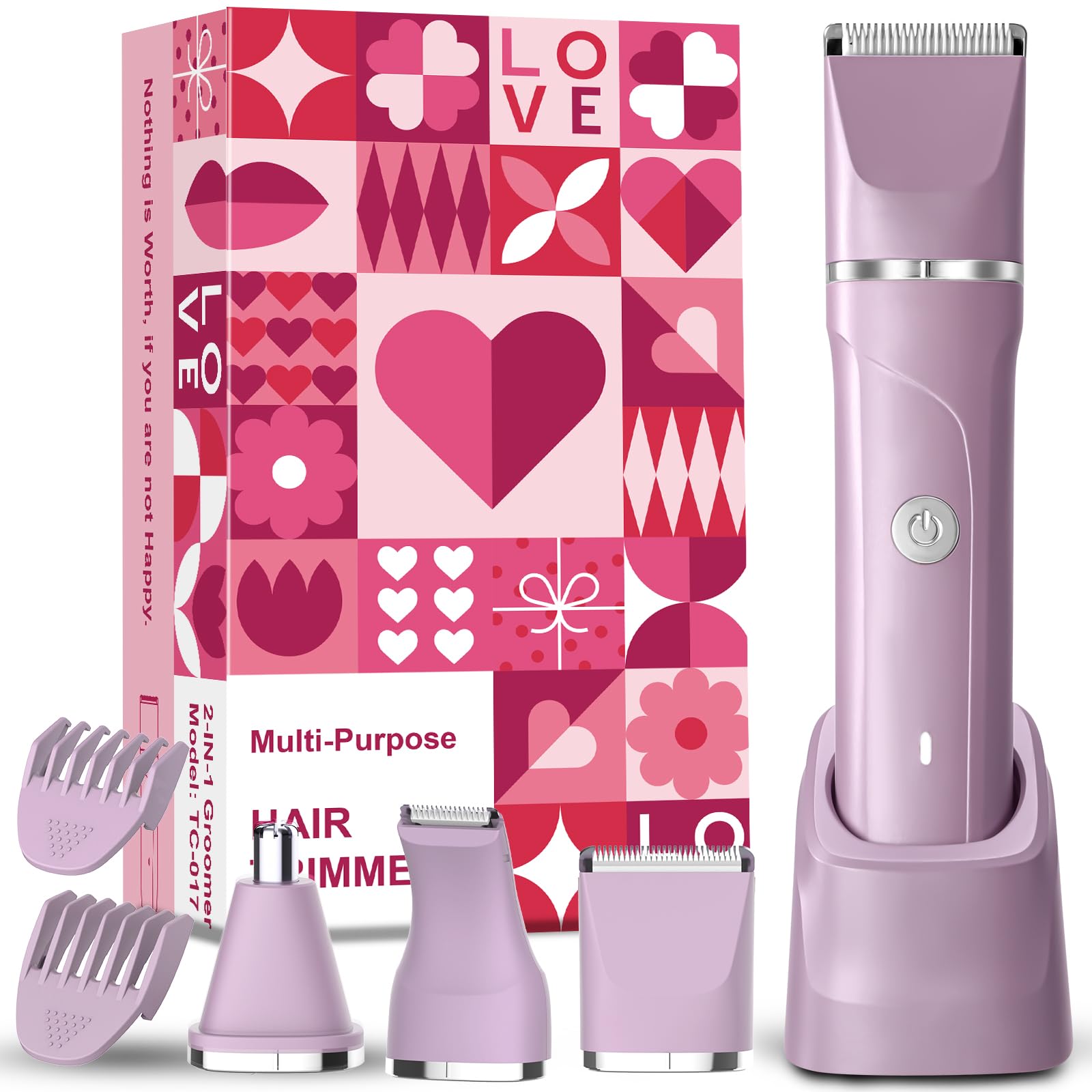 Afeitadora Mujer, 3 en 1 Rasuradora Mujer zona Intima para Bikini Axilas Brazos Cara Nariz, Recortadora Mujer zona Intima, Afeitadora Electrica Mujer Con Base de Carga Type-C, Impermeable IPX7