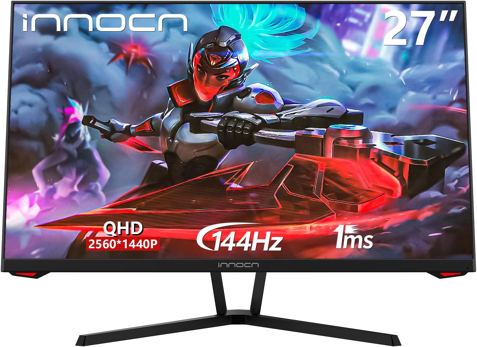 INNOCN27G1R 27 Inch Gaming Monitor 1440P 144Hz 2K QHD 1ms G-Sync Compatible HDMI DisplayPort Ultra Thin Computer PC Gaming Monitor, 99% sRGB, Eye Care, VESA Mountable, Black