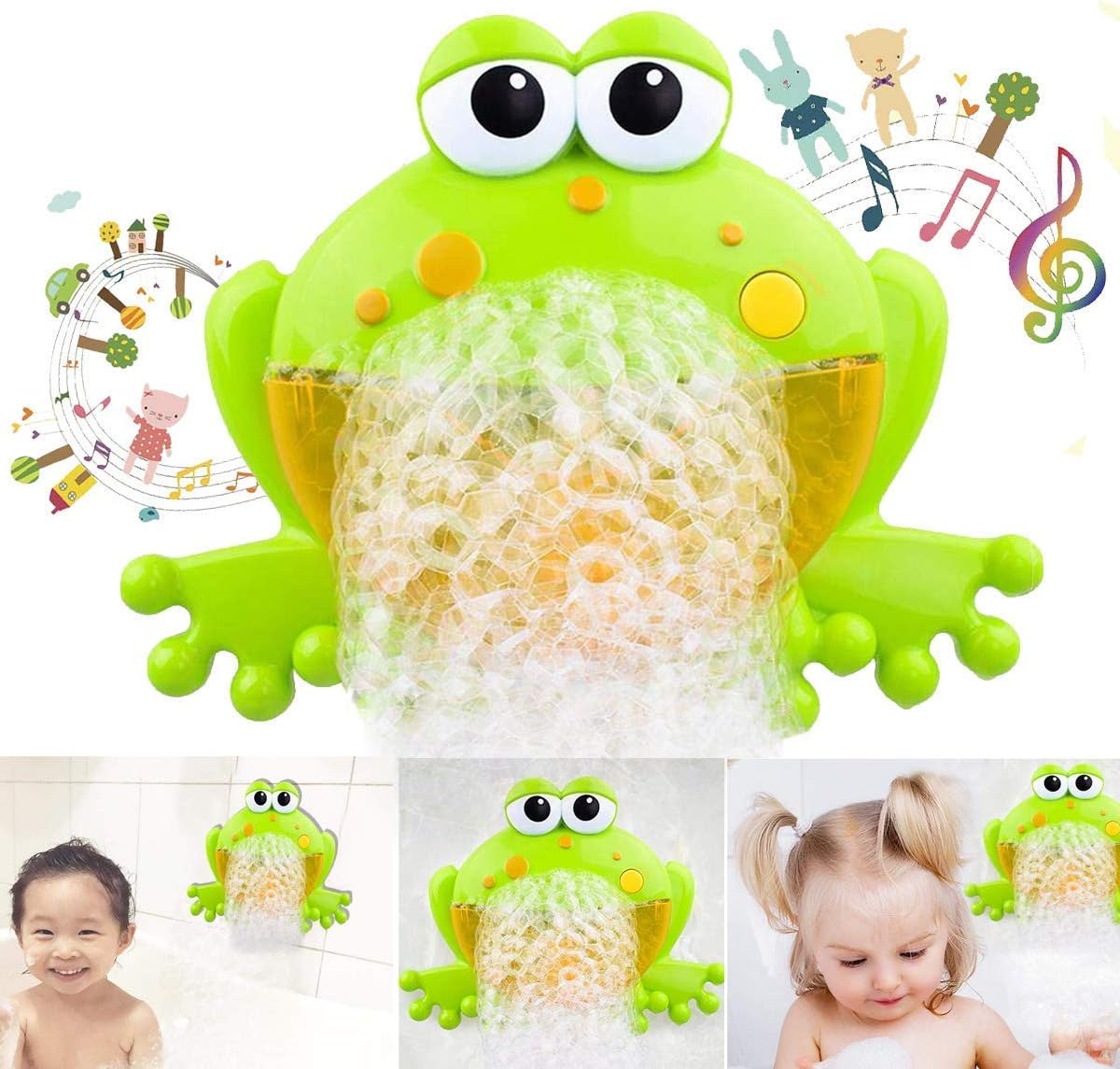 Frog Automatic Bubble Maker Machine with 12 Music for Baby Fun Bath