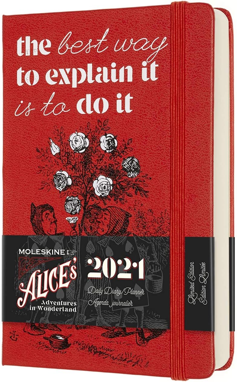 Moleskine Limited Edition Alice in Wonderland 12 Month 2021 Daily Planner, Hard Cover, Pocket (3.5" x 5.5") Cards
