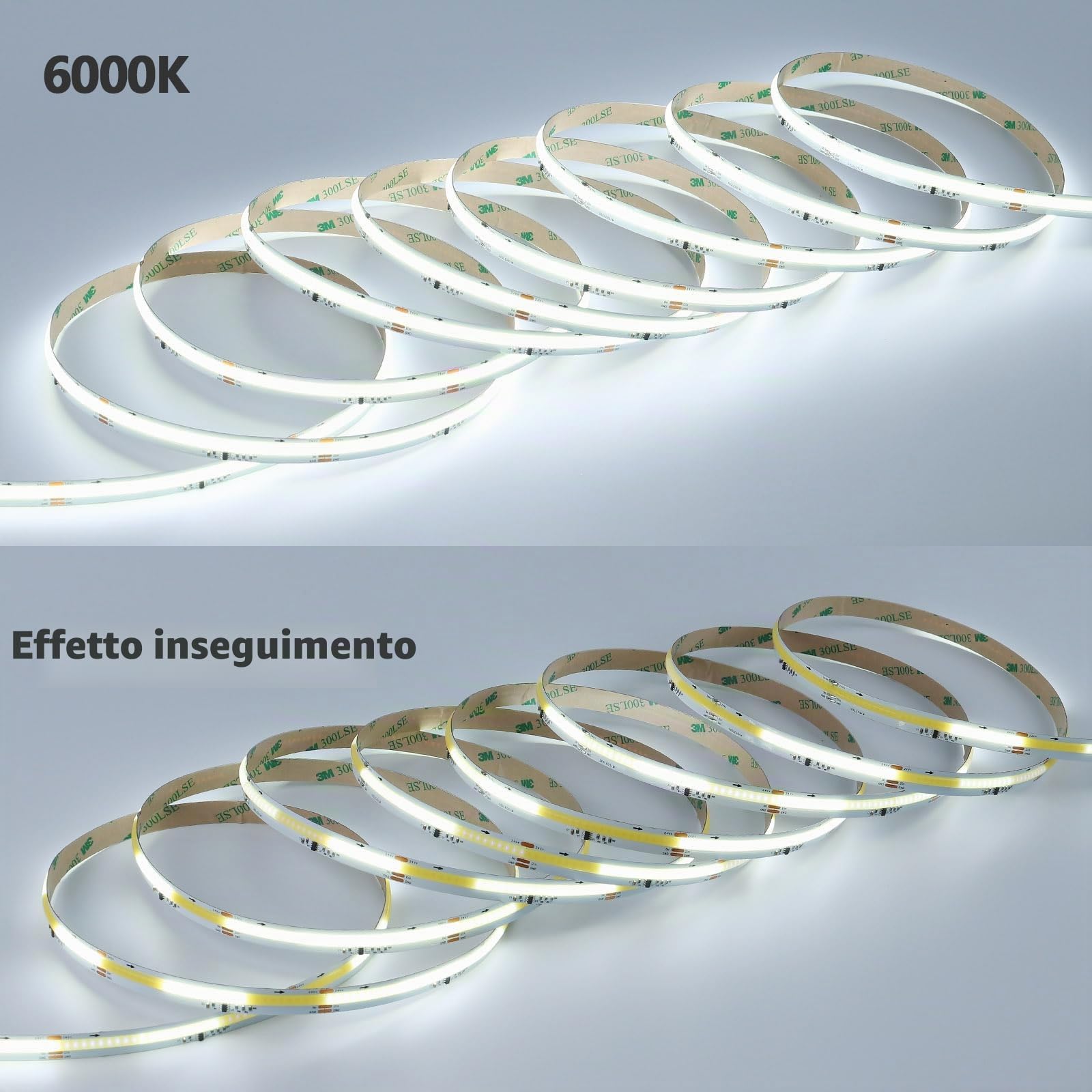 GOMING 24V 10M WS2811 Striscia LED COB Bianco Freddo 6000K 360LED/M CRI 93+ | Effetti di Acqua Corrente IP20 Non Impermeabile LED Light per la Decorazione Domestica(Alimentatore e Controller non Inclusi)