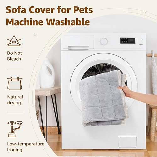 Miniatura 7 de LOOBANI Funda de sofá lavable para perros fundas mullidas para sofá, aptas para mascotas, de 27.6 x 59 pulgadas, funda protectora gruesa para sofá
